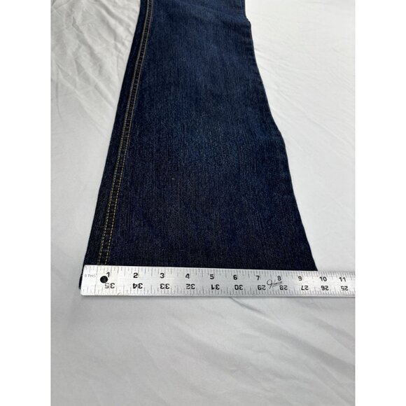 Grane Flare Leg Jeans Juniors Sz 5 Dark wash Wide Leg Distressed Hem - Picture 8 of 11